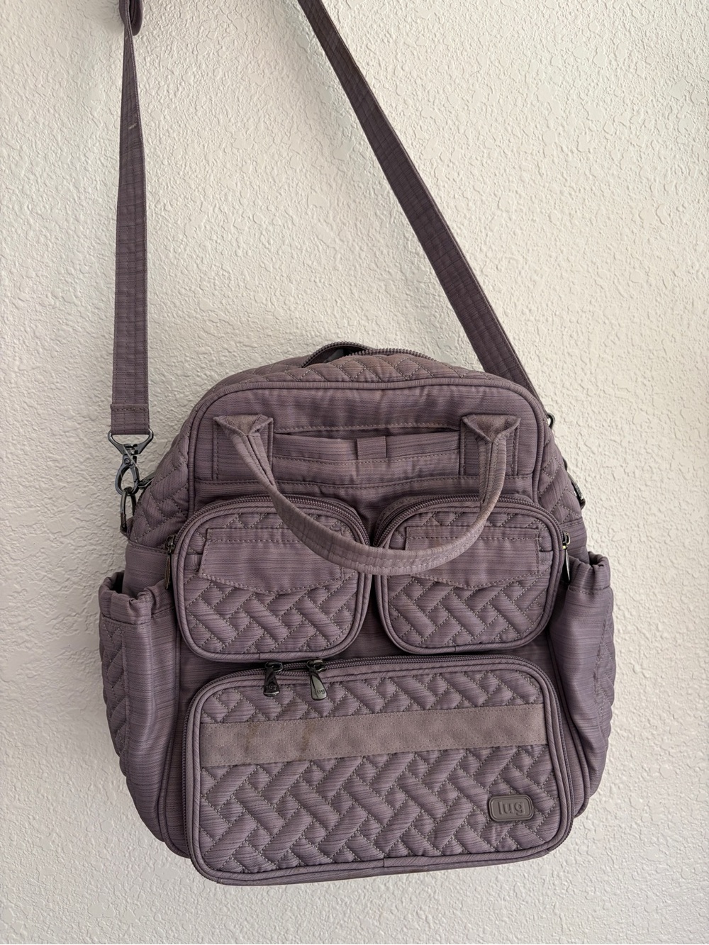 lug Quilted Mauve Convertible Baby Bag with Multiple Pockets